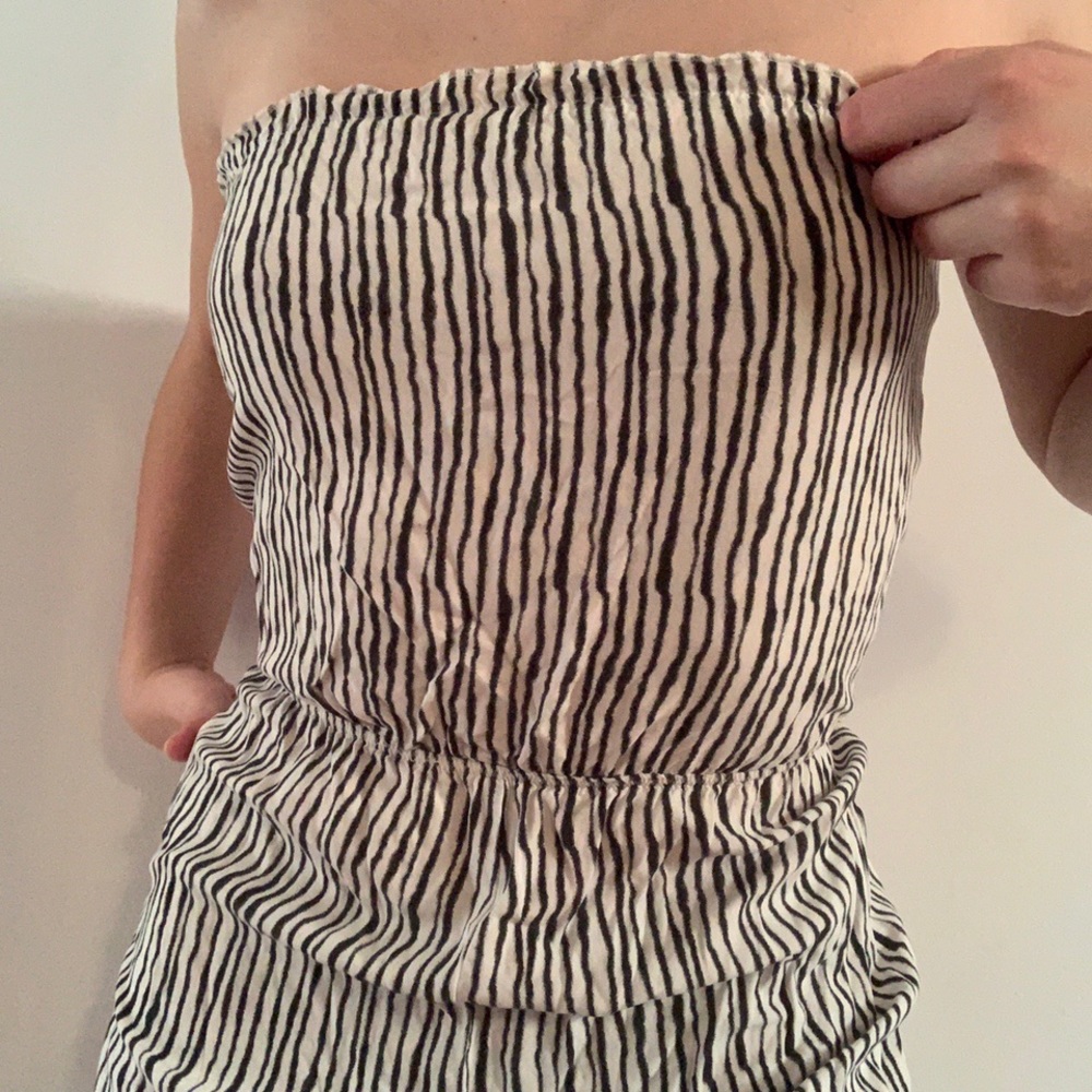 strapless black and white striped romper from H&M, brand Divided